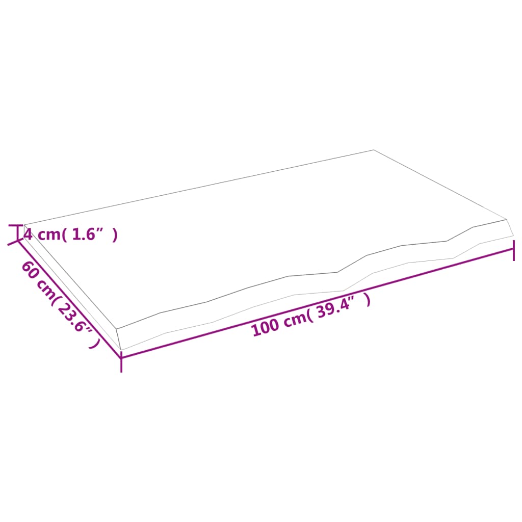 Ripiano Muro Marrone 100x60x(2-4) cm Massello Rovere Trattato - homemem39