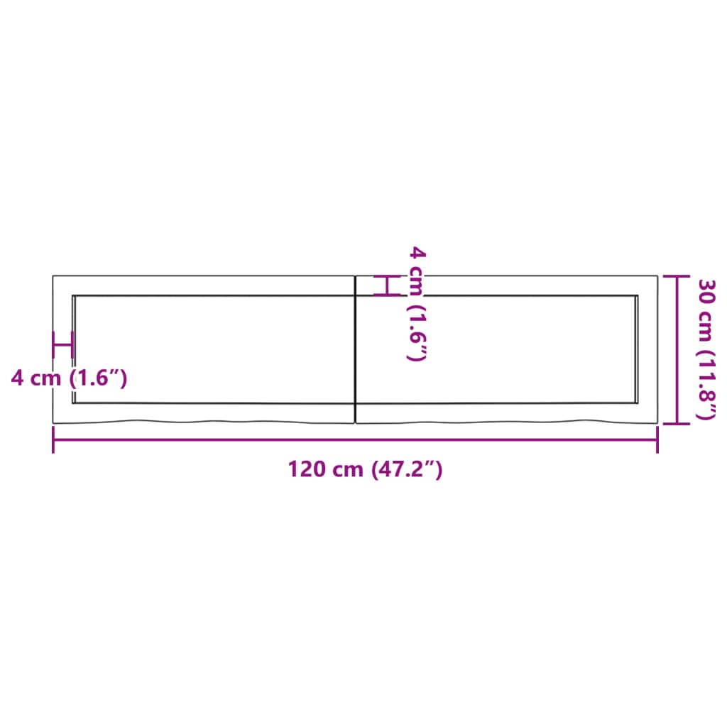 Ripiano Muro Marrone 120x30x(2-4) cm Massello Rovere Trattato - homemem39