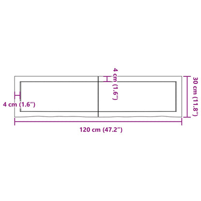 Ripiano Muro Marrone 120x30x(2-4) cm Massello Rovere Trattato - homemem39