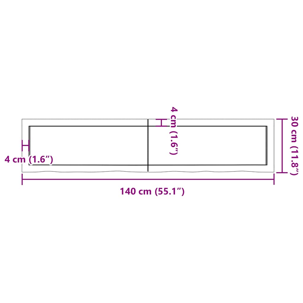 Ripiano Muro Marrone 140x30x(2-4) cm Massello Rovere Trattato | homemem39