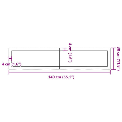 Ripiano Muro Marrone 140x30x(2-4) cm Massello Rovere Trattato | homemem39