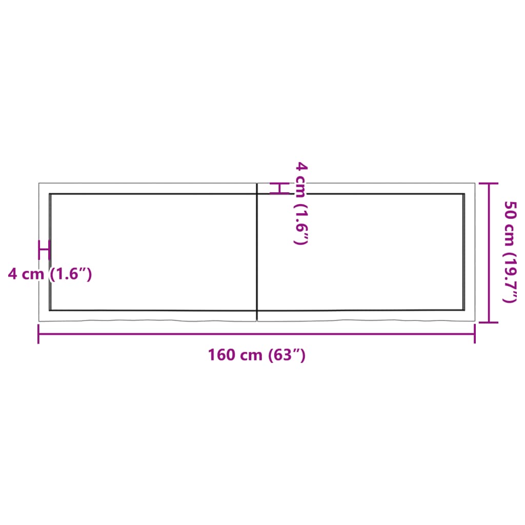 Ripiano Muro Marrone 160x50x(2-4) cm Massello Rovere Trattato - homemem39