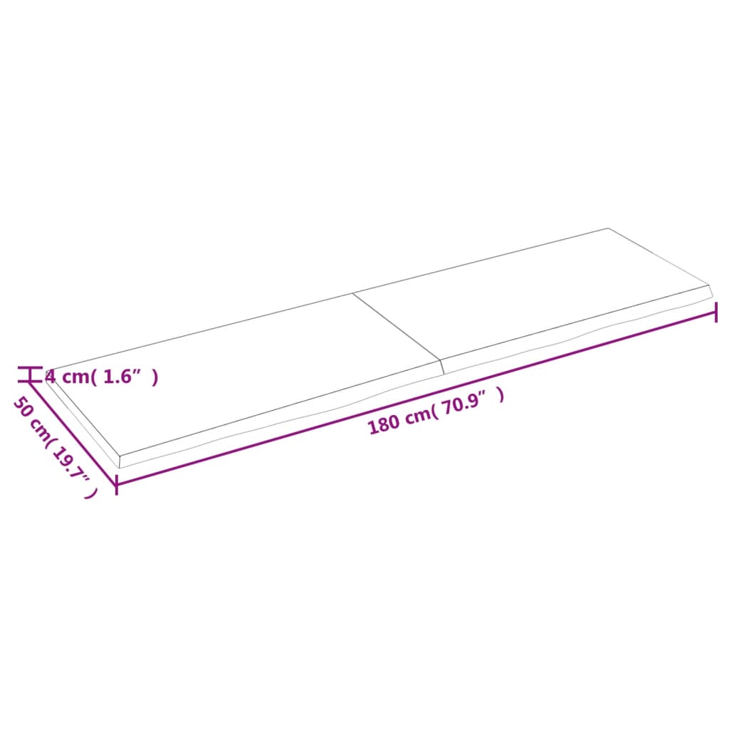 Ripiano Muro Marrone 180x50x(2-4) cm Massello Rovere Trattato - homemem39