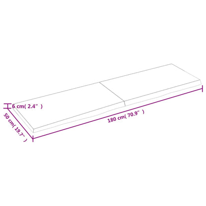 Ripiano Muro Marrone 180x50x(2-6) cm Massello Rovere Trattato - homemem39