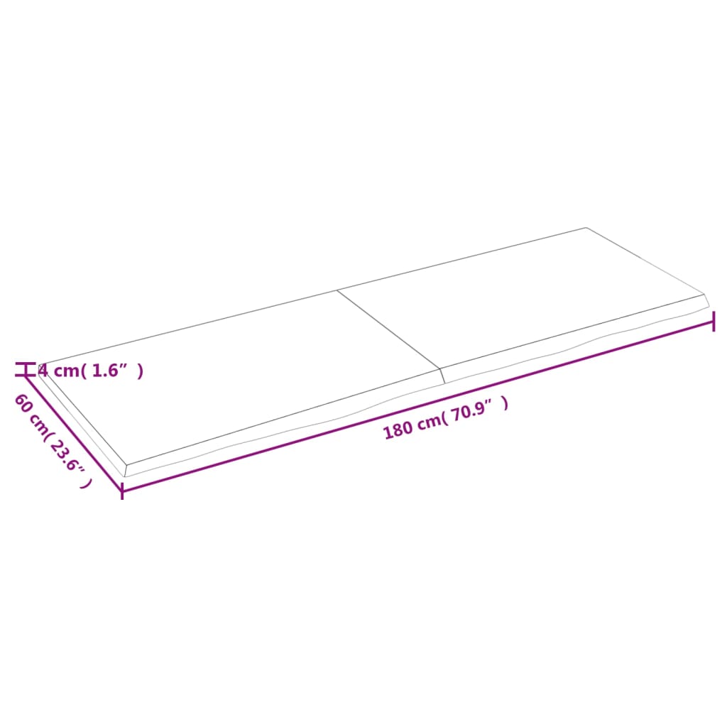 Ripiano Muro Marrone 180x60x(2-4) cm Massello Rovere Trattato - homemem39