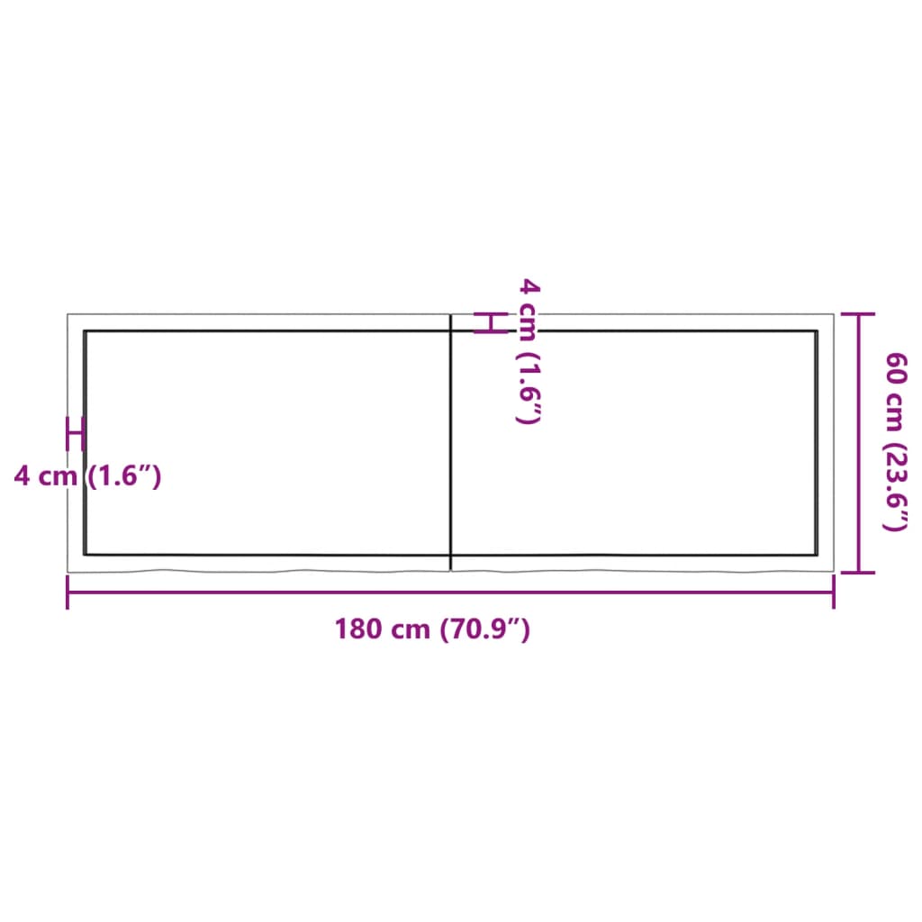 Ripiano Muro Marrone 180x60x(2-4) cm Massello Rovere Trattato - homemem39