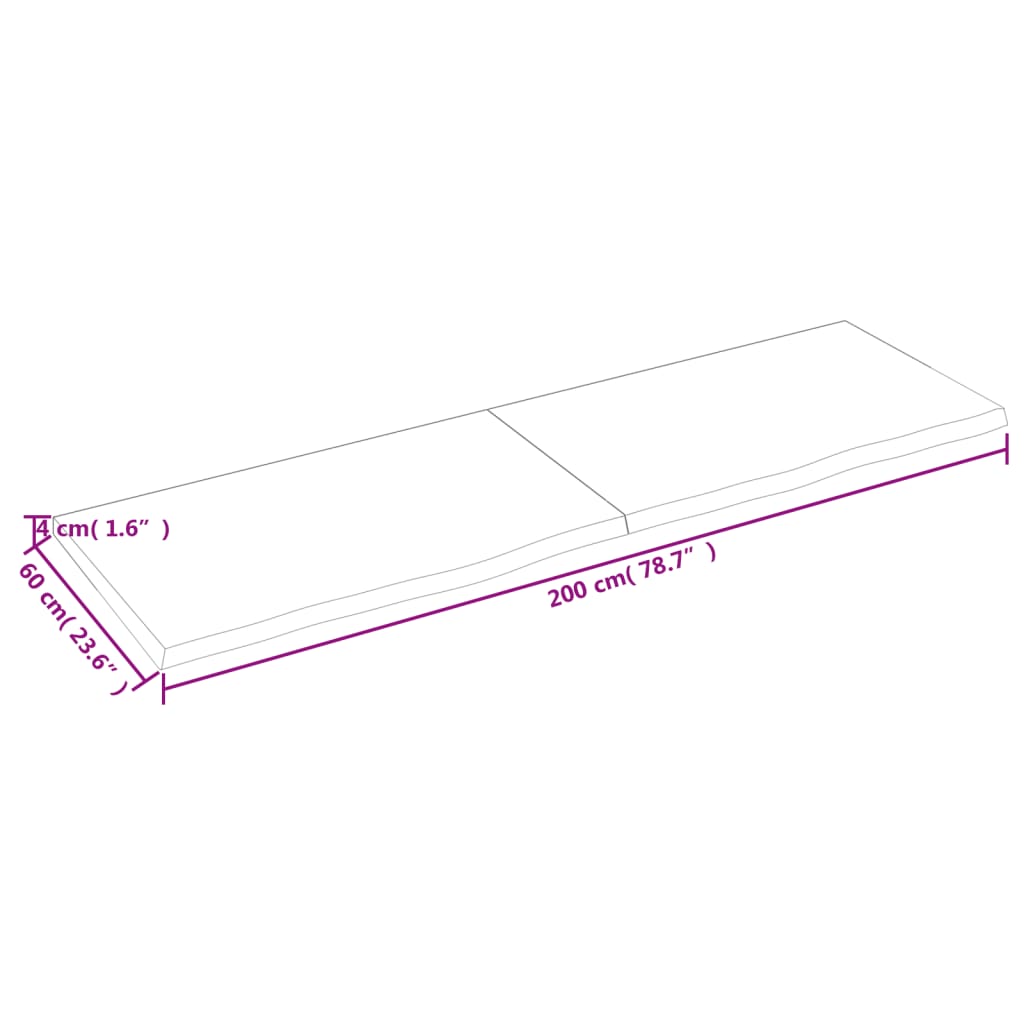 Ripiano Muro Marrone 200x60x(2-4) cm Massello Rovere Trattato - homemem39