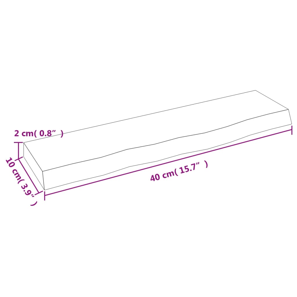 Ripiano Muro Marrone Scuro 40x10x2 cm Massello Rovere Trattato | homemem39