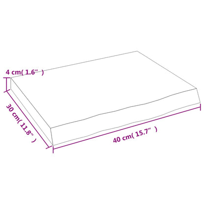 Ripiano Muro Marrone Scuro 40x30x(2-4) cm Massello Rovere Trattato