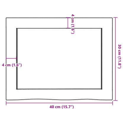 Ripiano Muro Marrone Scuro 40x30x(2-4) cm Massello Rovere Trattato