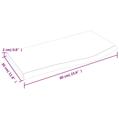 Ripiano Muro Marrone Scuro 60x30x2 cm Massello Rovere Trattato | homemem39