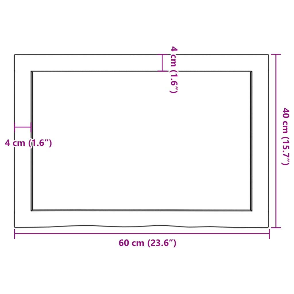 Ripiano Marrone Scuro 60x40x(2-4) cm Massello Rovere Trattato | homemem39