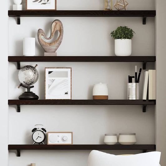Ripiano Muro Marrone Scuro 80x10x4 cm Massello Rovere Trattato | homemem39