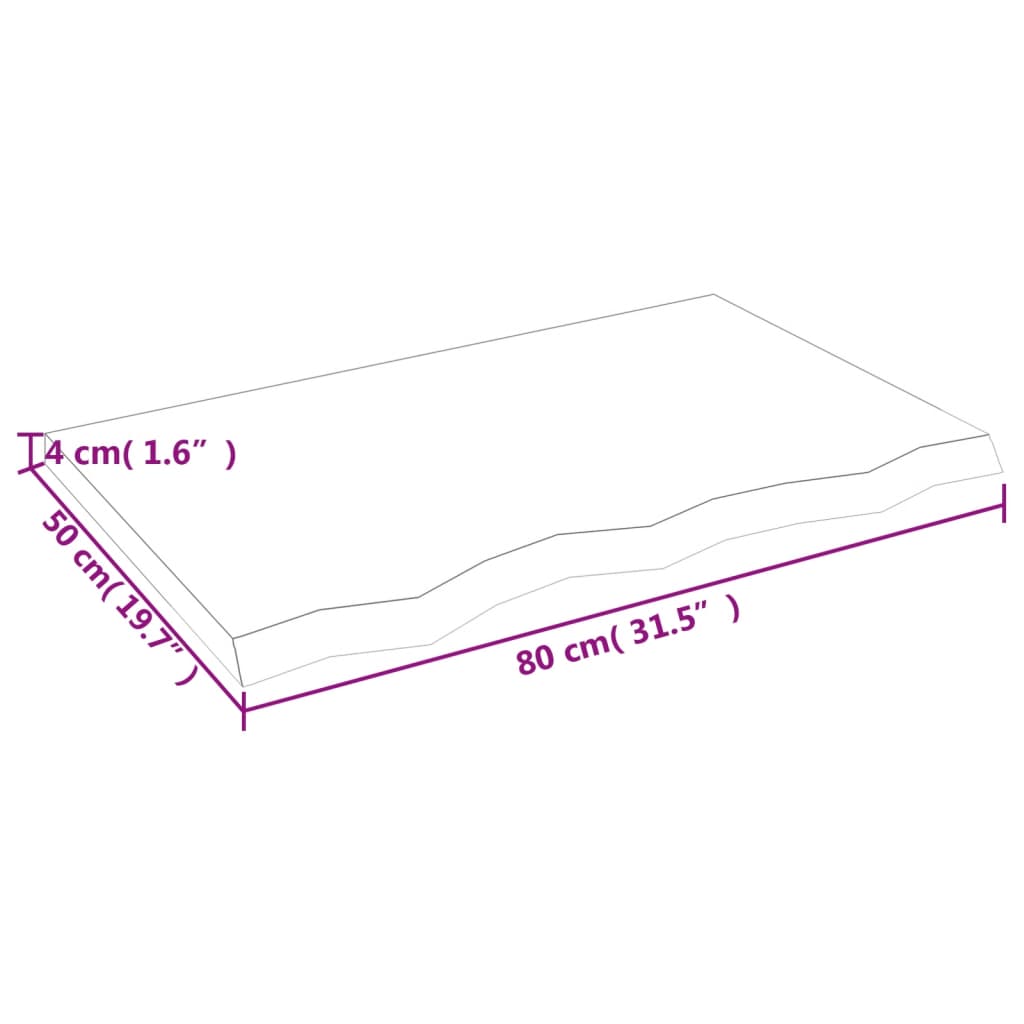 Ripiano Marrone Scuro 80x50x(2-4) cm Massello Rovere Trattato - homemem39