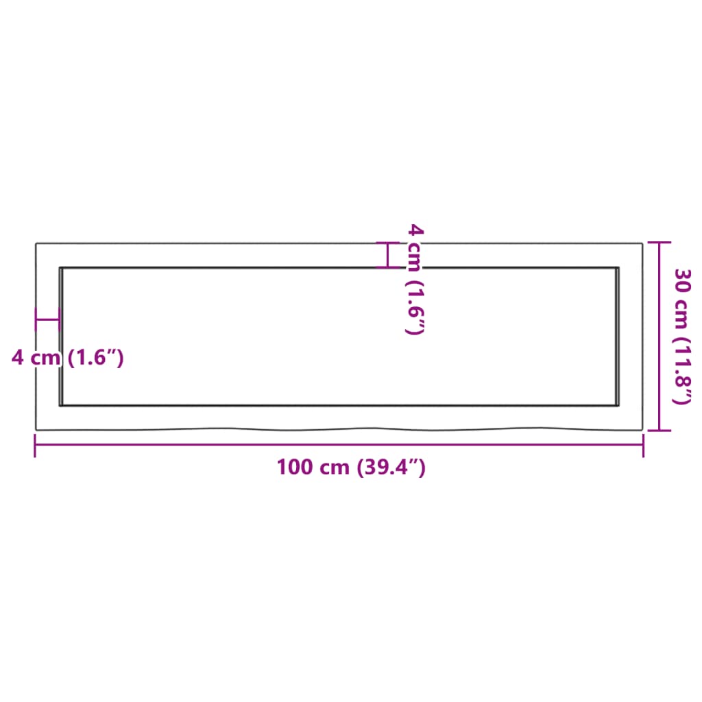 Ripiano Marrone Scuro 100x30x(2-4) cm Massello Rovere Trattato | homemem39