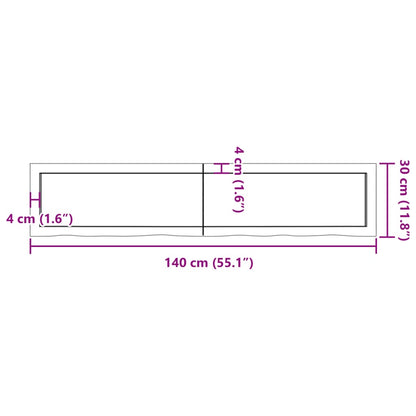 Ripiano Marrone Scuro 140x30x(2-6) cm Massello Rovere Trattato - homemem39