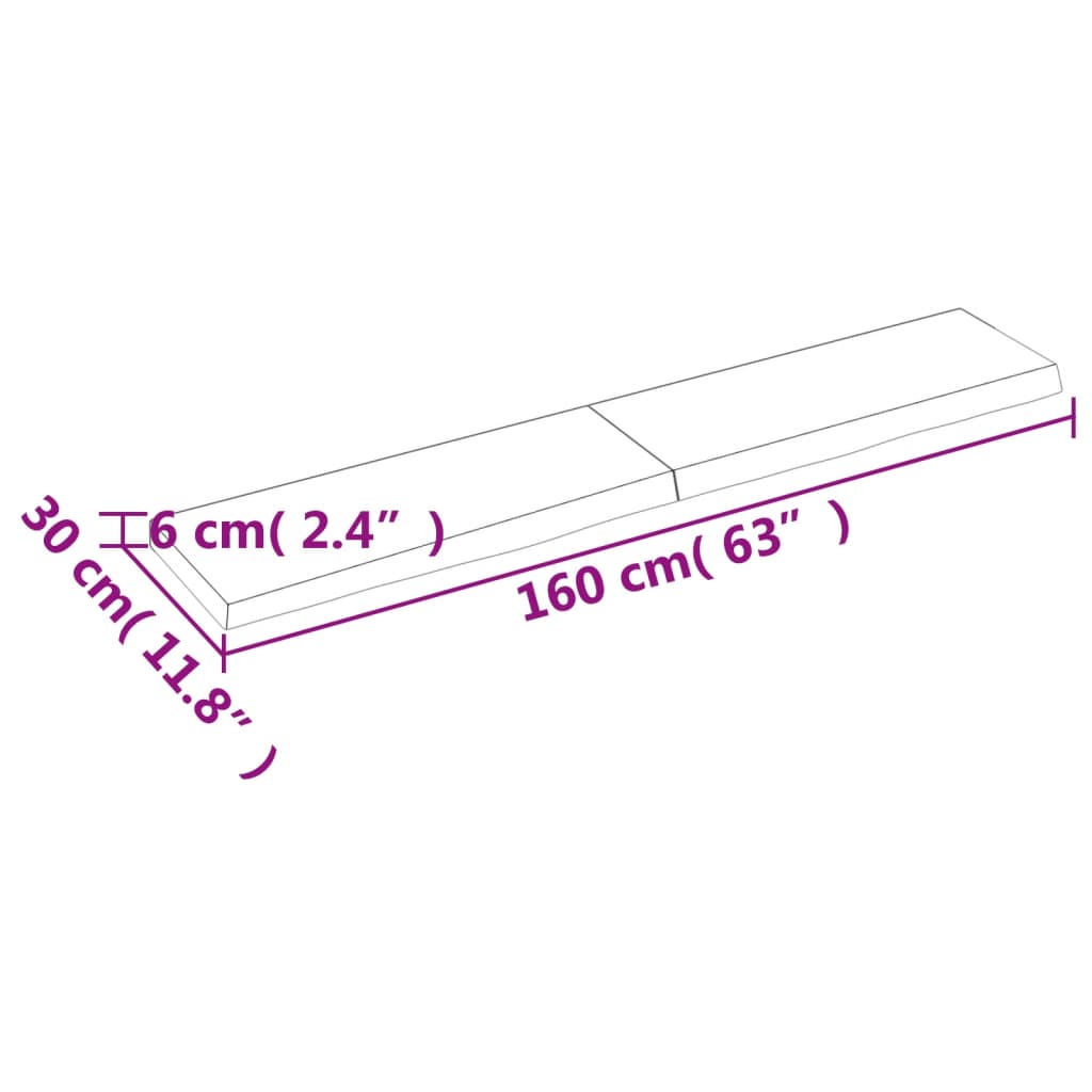 Ripiano Marrone Scuro 160x30x(2-6) cm Massello Rovere Trattato - homemem39