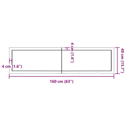 Ripiano Marrone Scuro 160x40x(2-6) cm Massello Rovere Trattato - homemem39