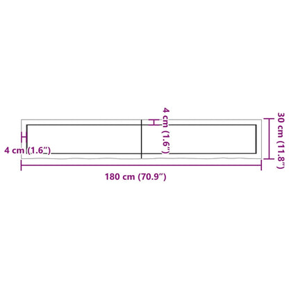 Ripiano Marrone Scuro 180x30x(2-6) cm Massello Rovere Trattato - homemem39