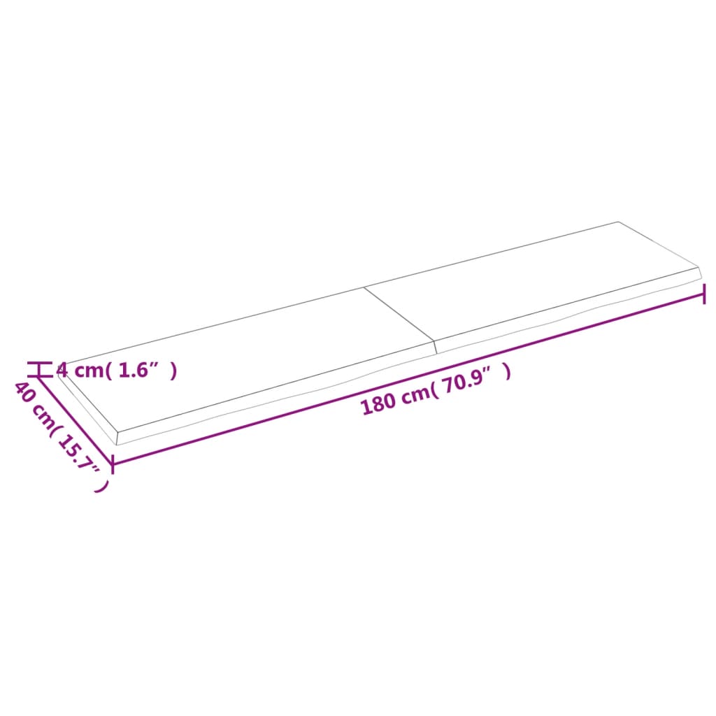 Ripiano Marrone Scuro 180x40x(2-4) cm Massello Rovere Trattato - homemem39