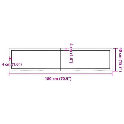 Ripiano Marrone Scuro 180x40x(2-6) cm Massello Rovere Trattato - homemem39