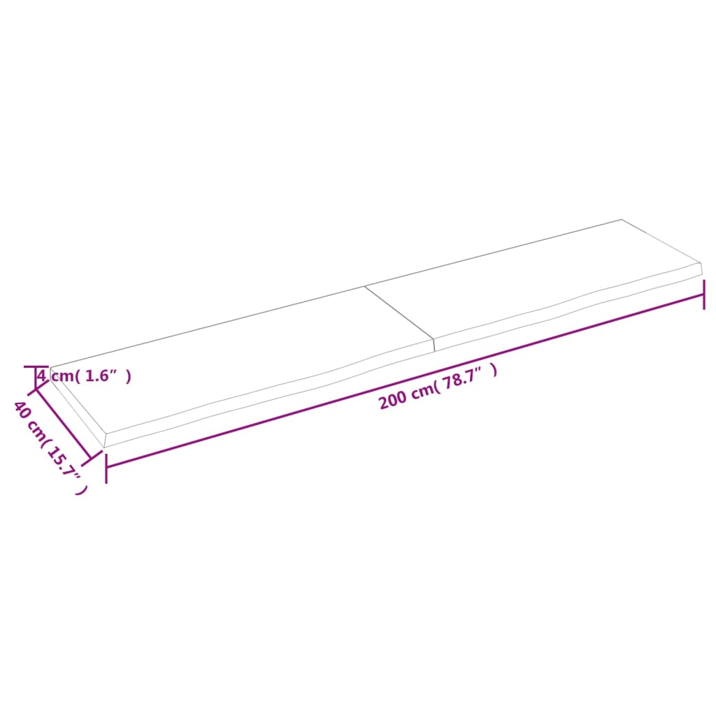 Ripiano Marrone Scuro 200x40x(2-4) cm Massello Rovere Trattato - homemem39