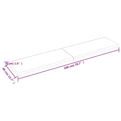 Ripiano Marrone Scuro 200x40x(2-4) cm Massello Rovere Trattato - homemem39