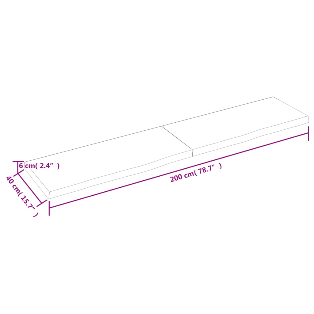 Ripiano Marrone Scuro 200x40x(2-6) cm Massello Rovere Trattato - homemem39