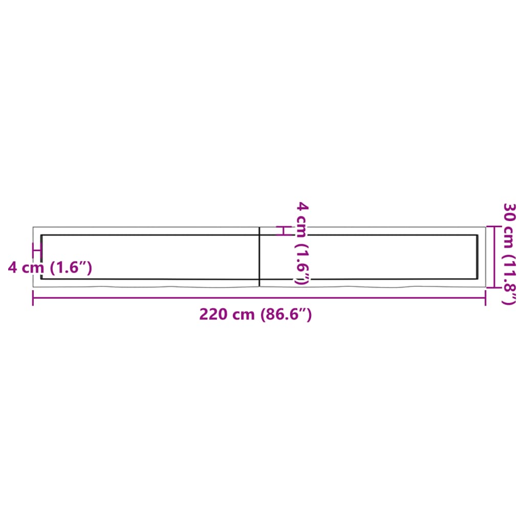 Ripiano Marrone Scuro 220x30x(2-6) cm Massello Rovere Trattato - homemem39