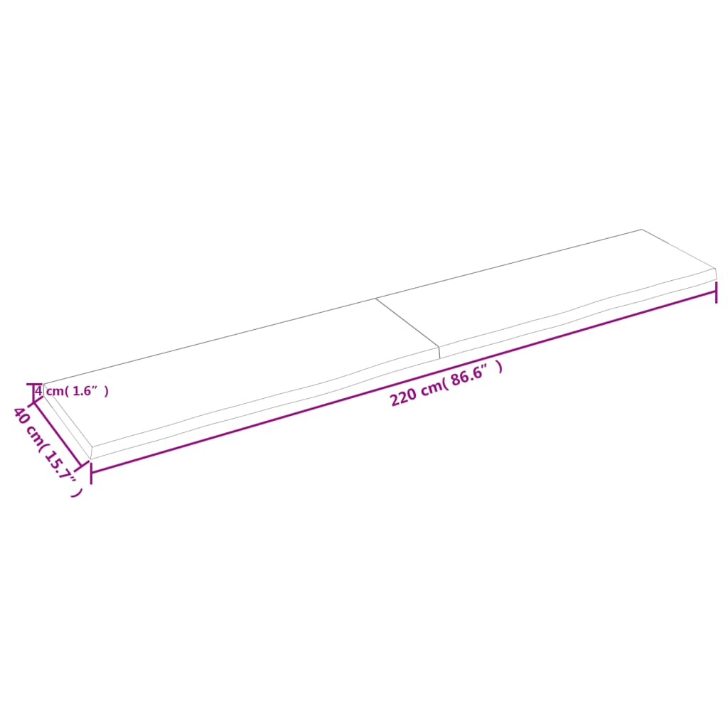 Ripiano Marrone Scuro 220x40x(2-4) cm Massello Rovere Trattato - homemem39