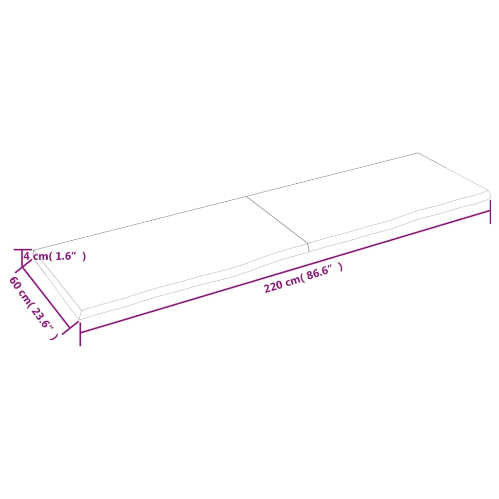 Ripiano Marrone Scuro 220x60x(2-4) cm Massello Rovere Trattato - homemem39