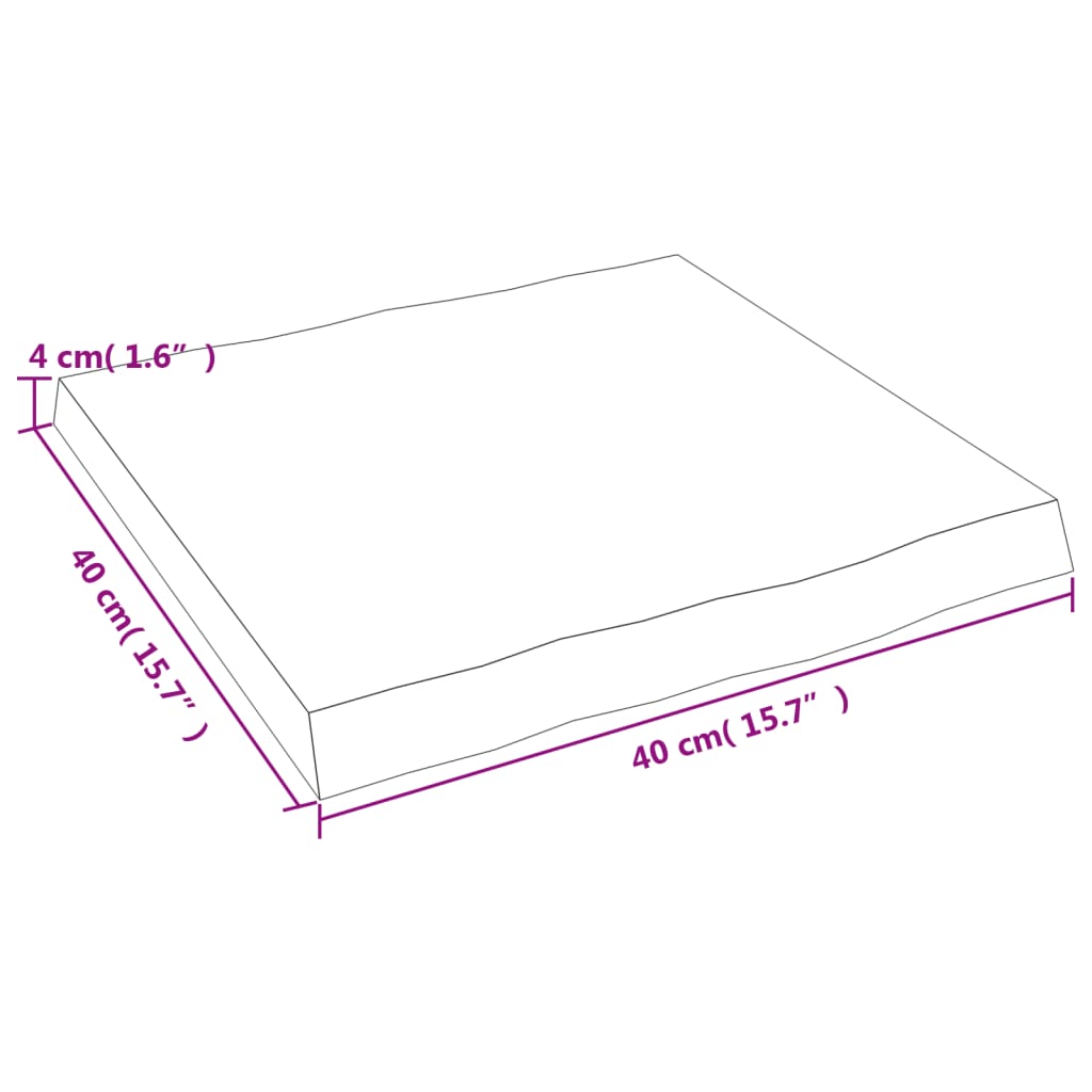 Piano per Tavolo 40x40x(2-4) cm Rovere Non Trattato Bordi Vivi - homemem39