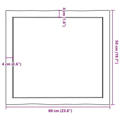 Piano per Tavolo 60x50x(2-6) cm Rovere Non Trattato Bordi Vivi - homemem39