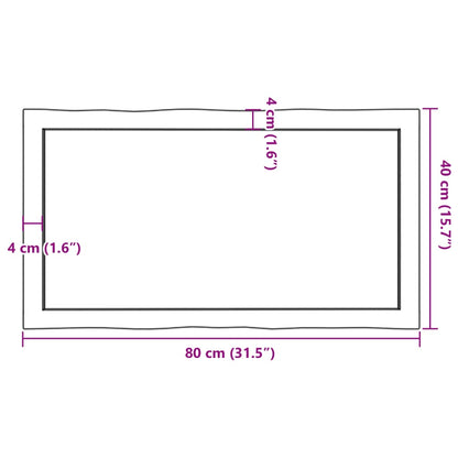 Piano per Tavolo 80x40x(2-4) cm Rovere Non Trattato Bordi Vivi - homemem39