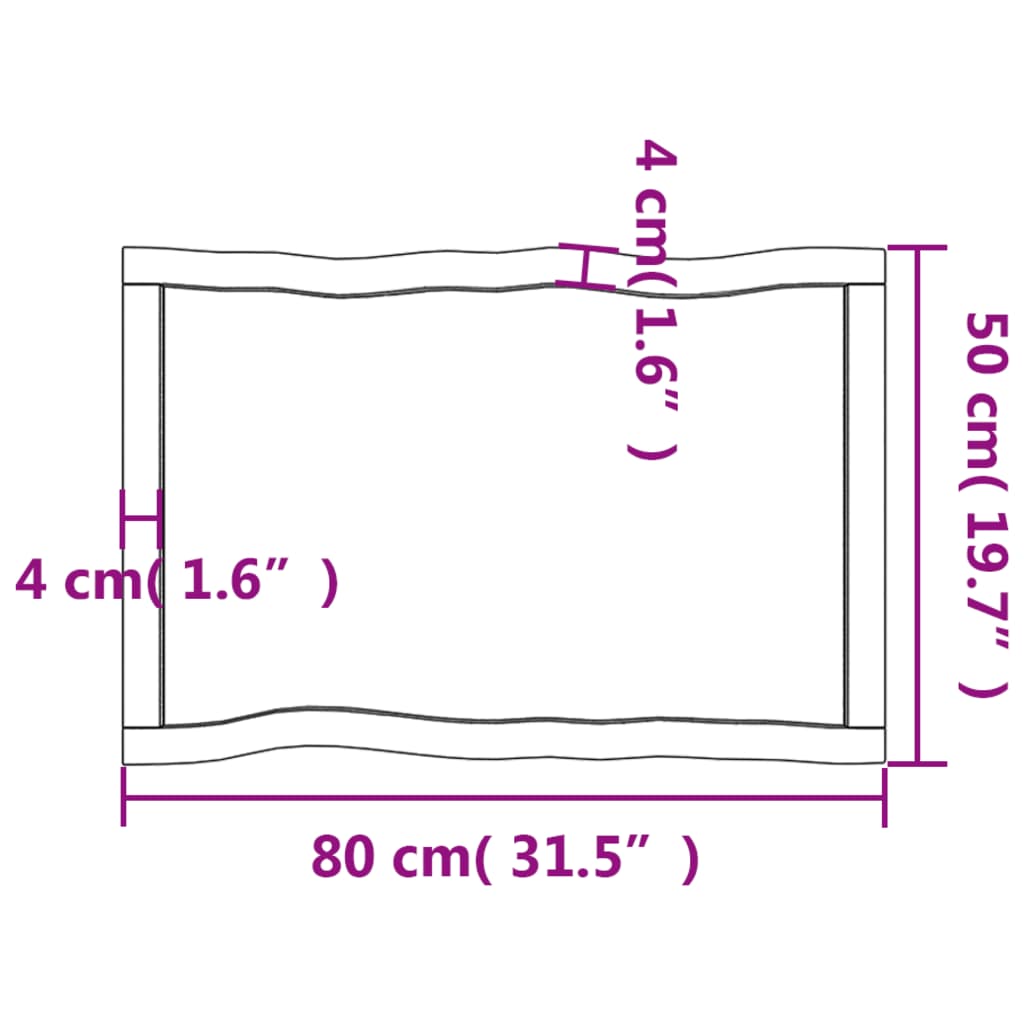 Piano per Tavolo 80x50x(2-6) cm Rovere Non Trattato Bordi Vivi - homemem39