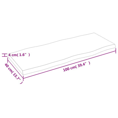 Piano per Tavolo 100x40x(2-4) cm Rovere Non Trattato Bordi Vivi - homemem39