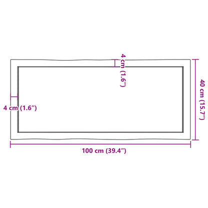 Piano per Tavolo 100x40x(2-6) cm Rovere Non Trattato Bordi Vivi - homemem39