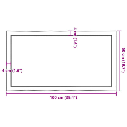 Piano per Tavolo 100x50x(2-6) cm Rovere Non Trattato Bordi Vivi - homemem39