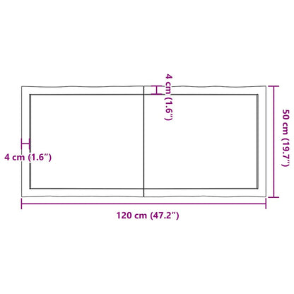 Piano per Tavolo 120x50x(2-6) cm Rovere Non Trattato Bordi Vivi - homemem39