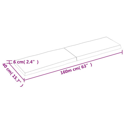 Piano per Tavolo 160x40x(2-6) cm Rovere Non Trattato Bordi Vivi - homemem39