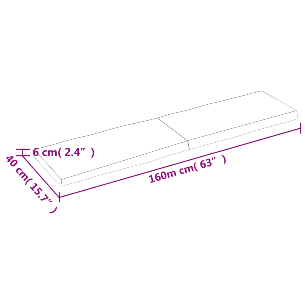 Piano per Tavolo 160x40x(2-6) cm Rovere Non Trattato Bordi Vivi - homemem39