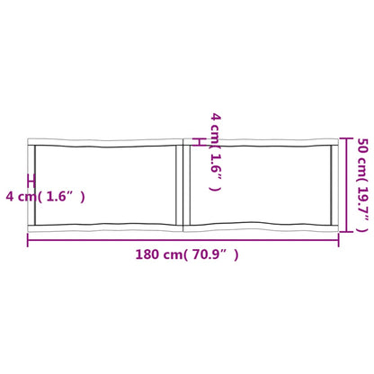 Piano per Tavolo 180x50x(2-4) cm Rovere Non Trattato Bordi Vivi - homemem39