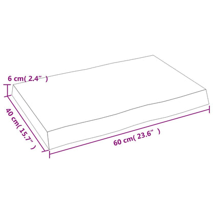 Piano Tavolo Marrone Chiaro 60x40x(2-6) cm Rovere Non Trattato - homemem39