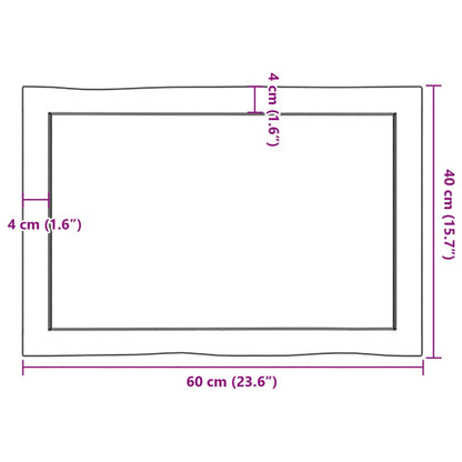 Piano Tavolo Marrone Chiaro 60x40x(2-6) cm Rovere Non Trattato - homemem39