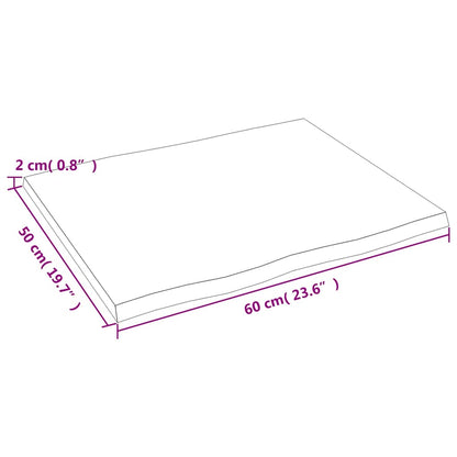 Piano Tavolo Marrone Chiaro 60x50x2 cm in Rovere Non Trattato | homemem39