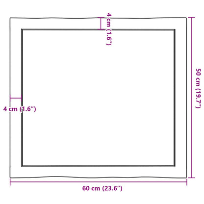 Piano Tavolo Marrone Chiaro 60x50x(2-6) cm Rovere Non Trattato - homemem39