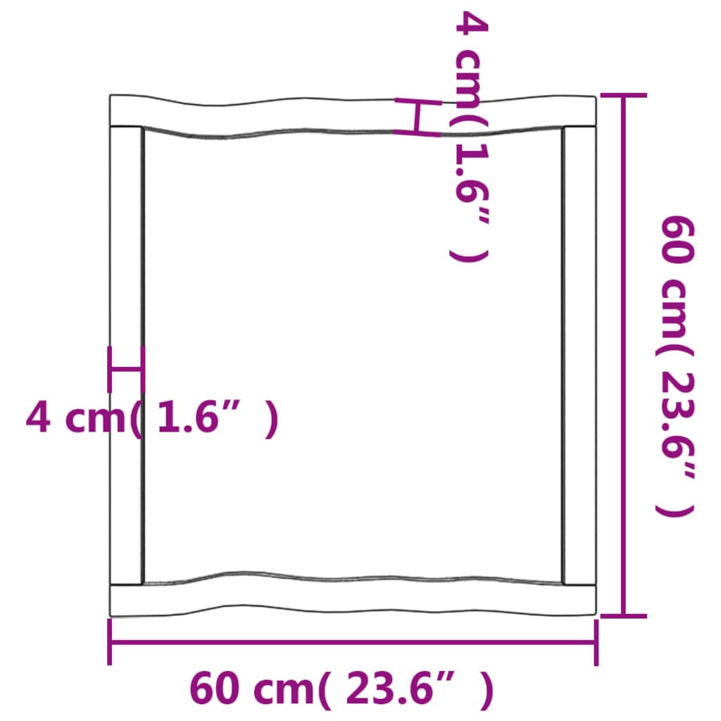 Piano Tavolo Marrone Chiaro 60x60x(2-6) cm Rovere Non Trattato - homemem39