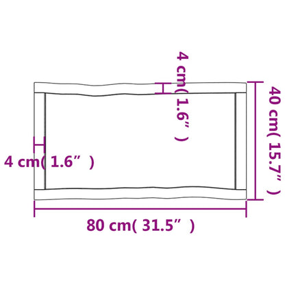 Piano Tavolo Marrone Chiaro 80x40x(2-6) cm Rovere Non Trattato - homemem39