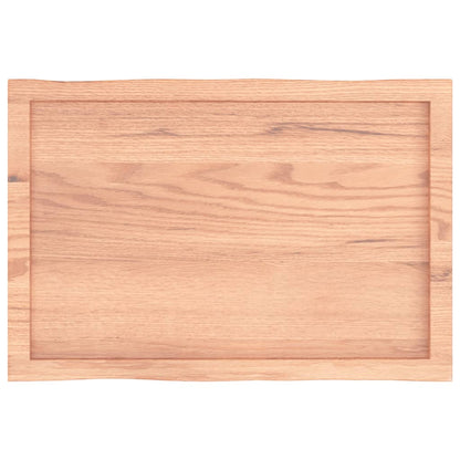 Piano Tavolo Marrone Chiaro 80x50x(2-4) cm Rovere Non Trattato - homemem39