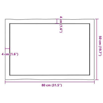 Piano Tavolo Marrone Chiaro 80x50x(2-4) cm Rovere Non Trattato - homemem39